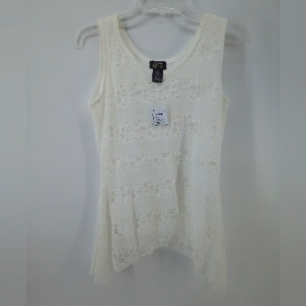 NWT Shannon Ford New York White Lace Sharkbite Top Spandex Blend Early 2000s M